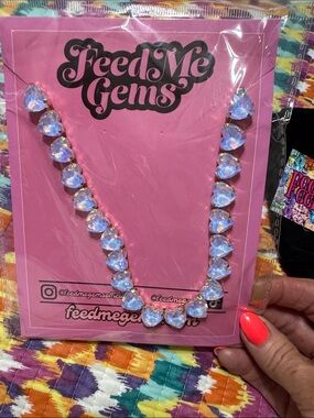 Feed Me Gems lilac opal sweetheart necklace